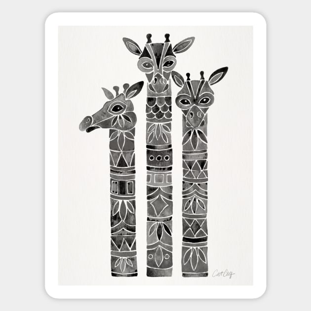 giraffes black Sticker by CatCoq